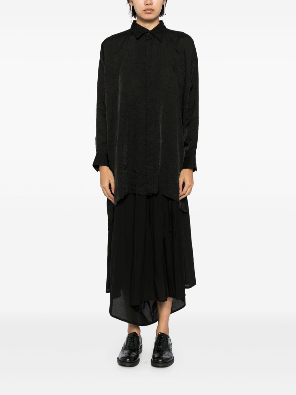 Yohji Yamamoto crease-effect shirt - Zwart