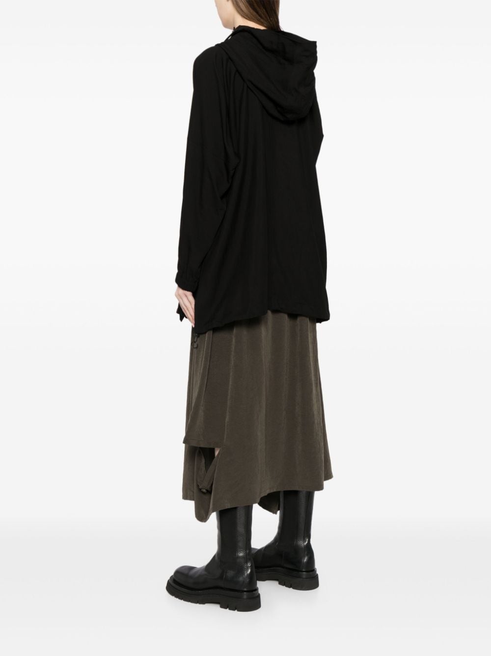 Shop Yohji Yamamoto Asymmetric Hooded Jacket In Schwarz