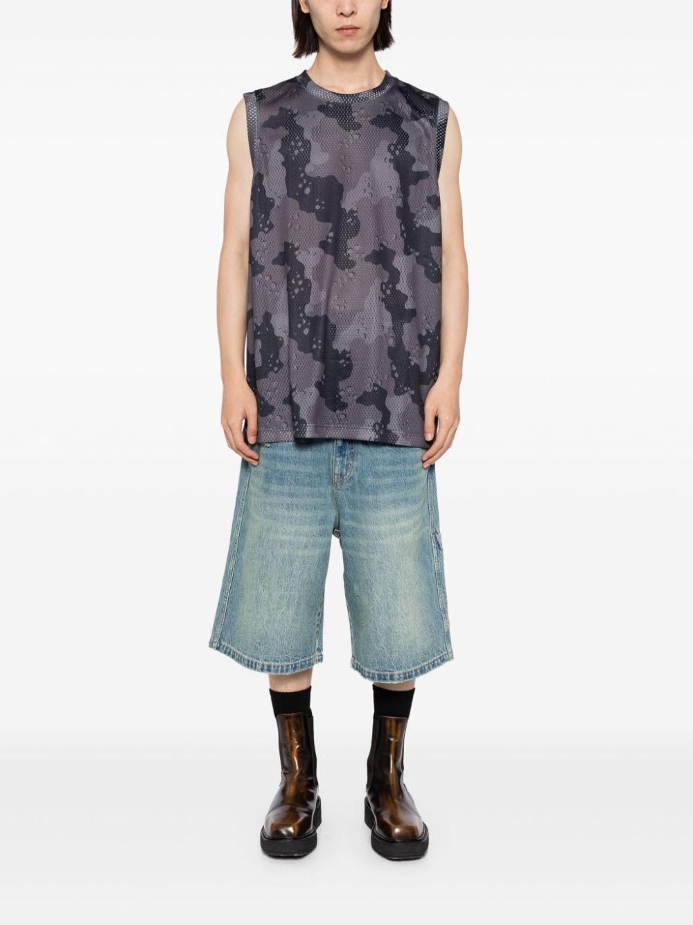 BREATH Camo mesh tanktop - Zwart