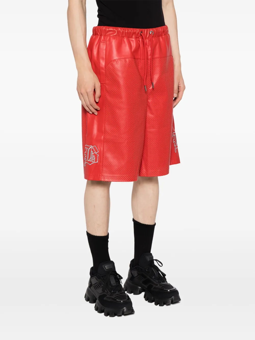 BREATH Shorts van imitatieleer met geborduurd logo Rood