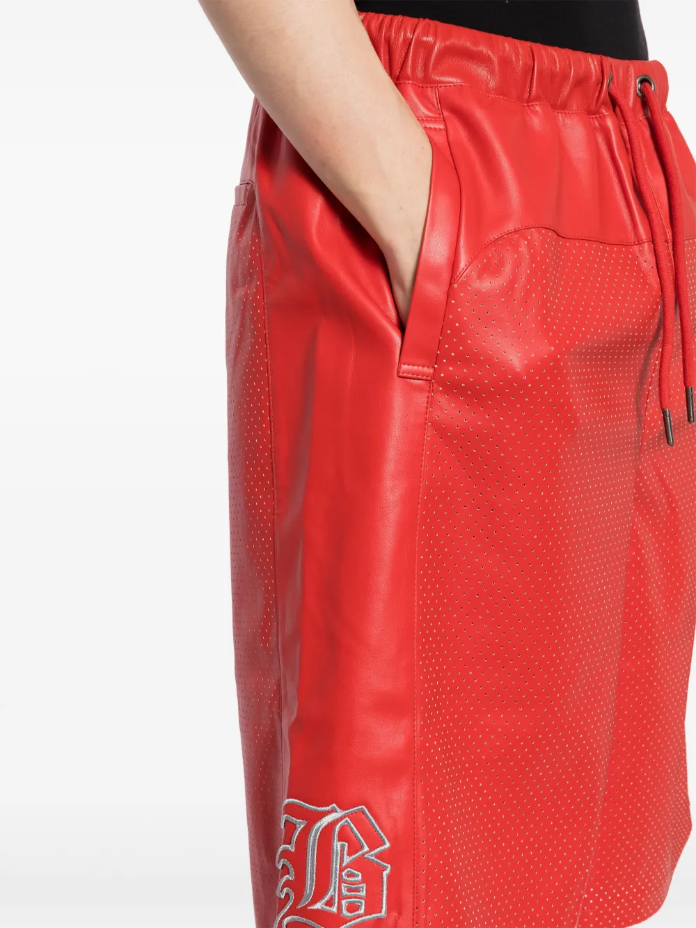 BREATH Shorts van imitatieleer met geborduurd logo Rood