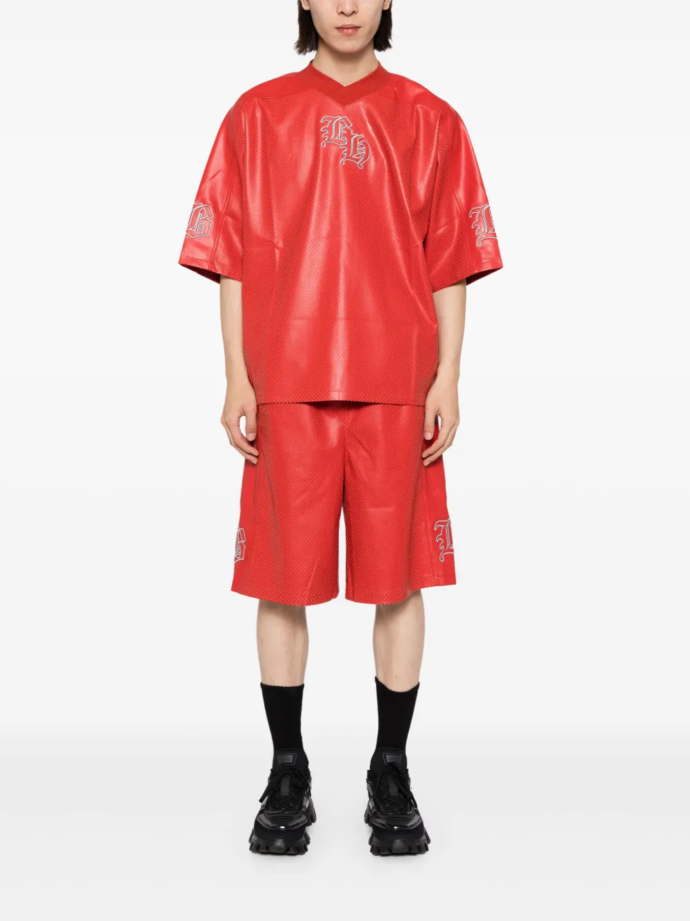 BREATH Shorts van imitatieleer met geborduurd logo Rood