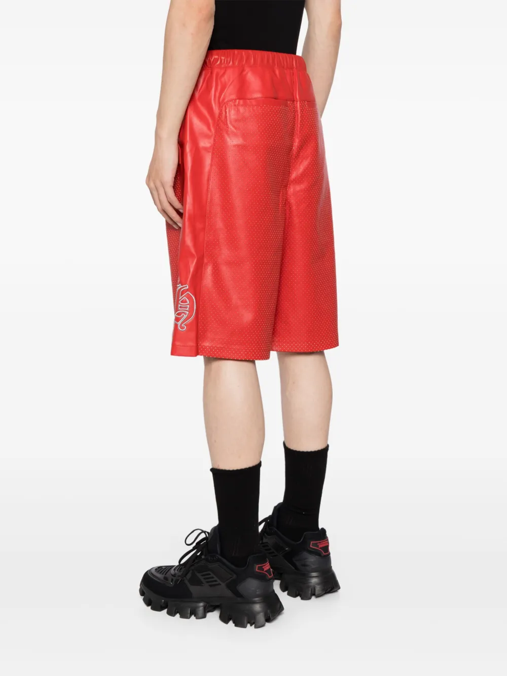BREATH Shorts van imitatieleer met geborduurd logo Rood