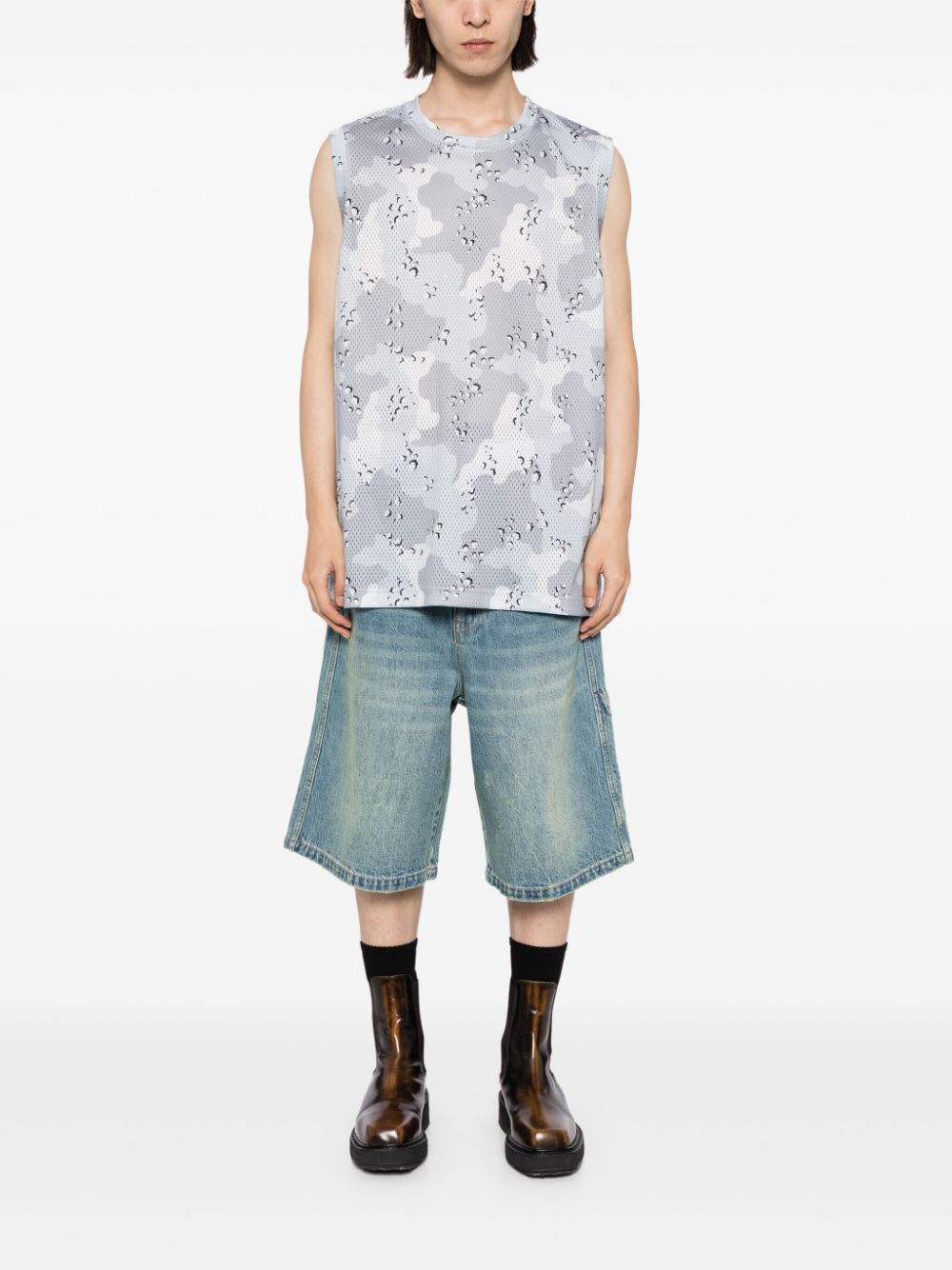 Shop Breath Camouflage-pattern Tank Top In Grey