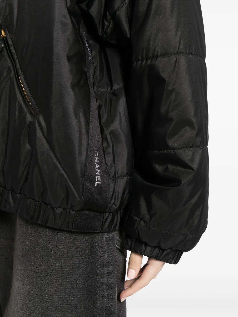 Pre-owned Chanel 1990-2000 Quilted Zip-up Jacket In Black