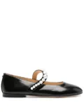 MACH & MACH faux-pearl leather ballerina shoes - Black