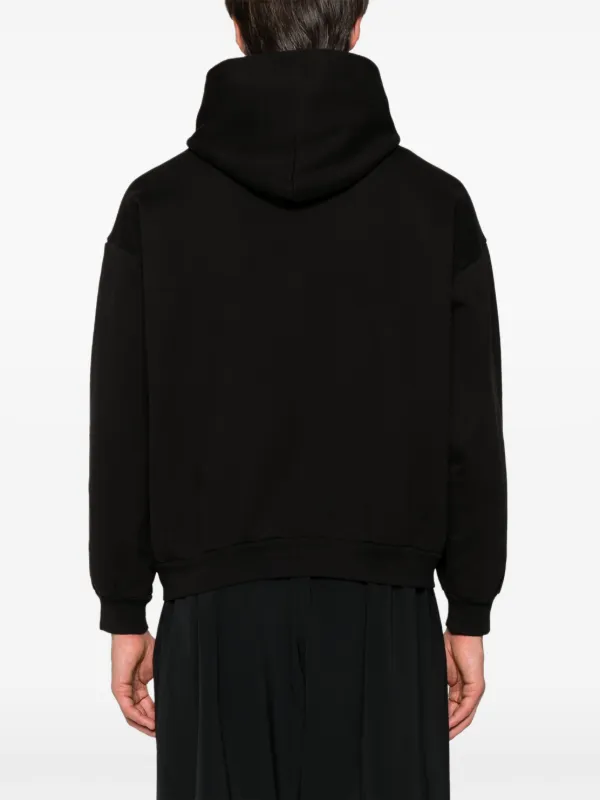 Balenciaga logo-embroidered Cotton Hoodie | Black | FARFETCH