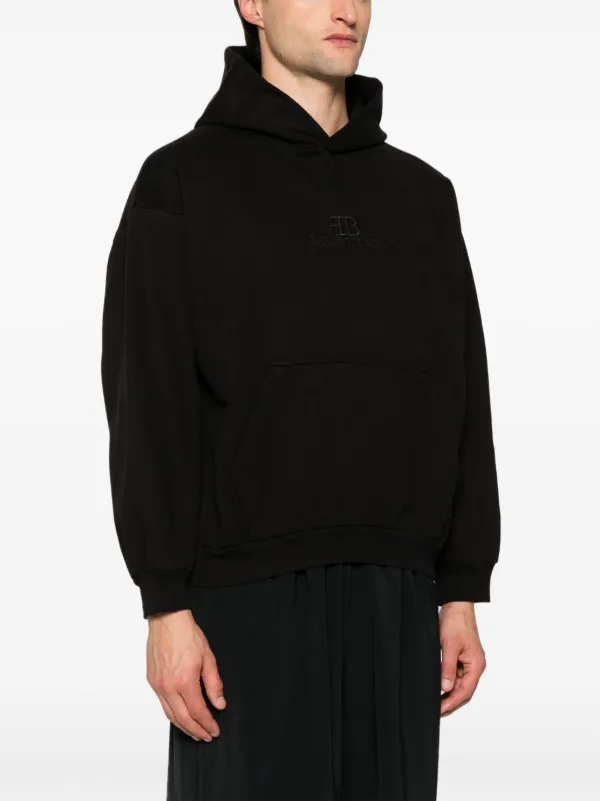 Balenciaga logo-embroidered Cotton Hoodie | Black | FARFETCH