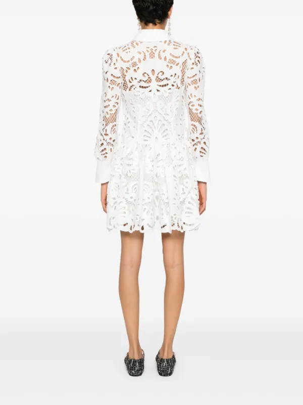 【大人気】SELF PORTRAIT ホワイトレースティアードミニドレス self-portrait レースミニドレス - White | REVOLVE