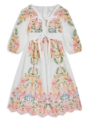 Dolce & Gabbana Kids マジョリカ シルクワンピース | イエロー