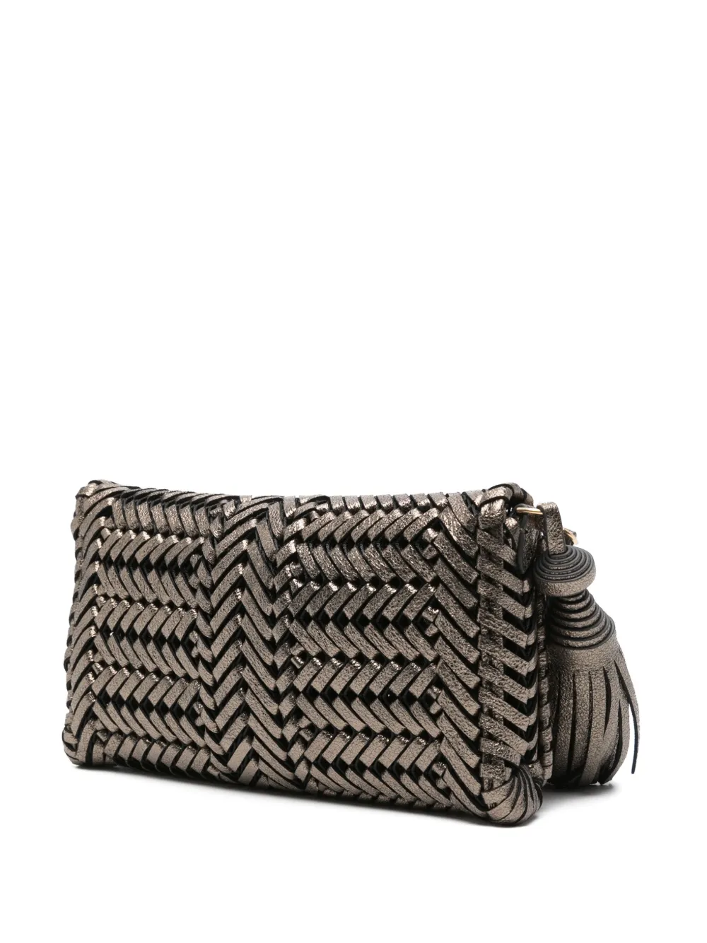 Anya Hindmarch Interwoven Metallic Leather Clutch Bag In Grey