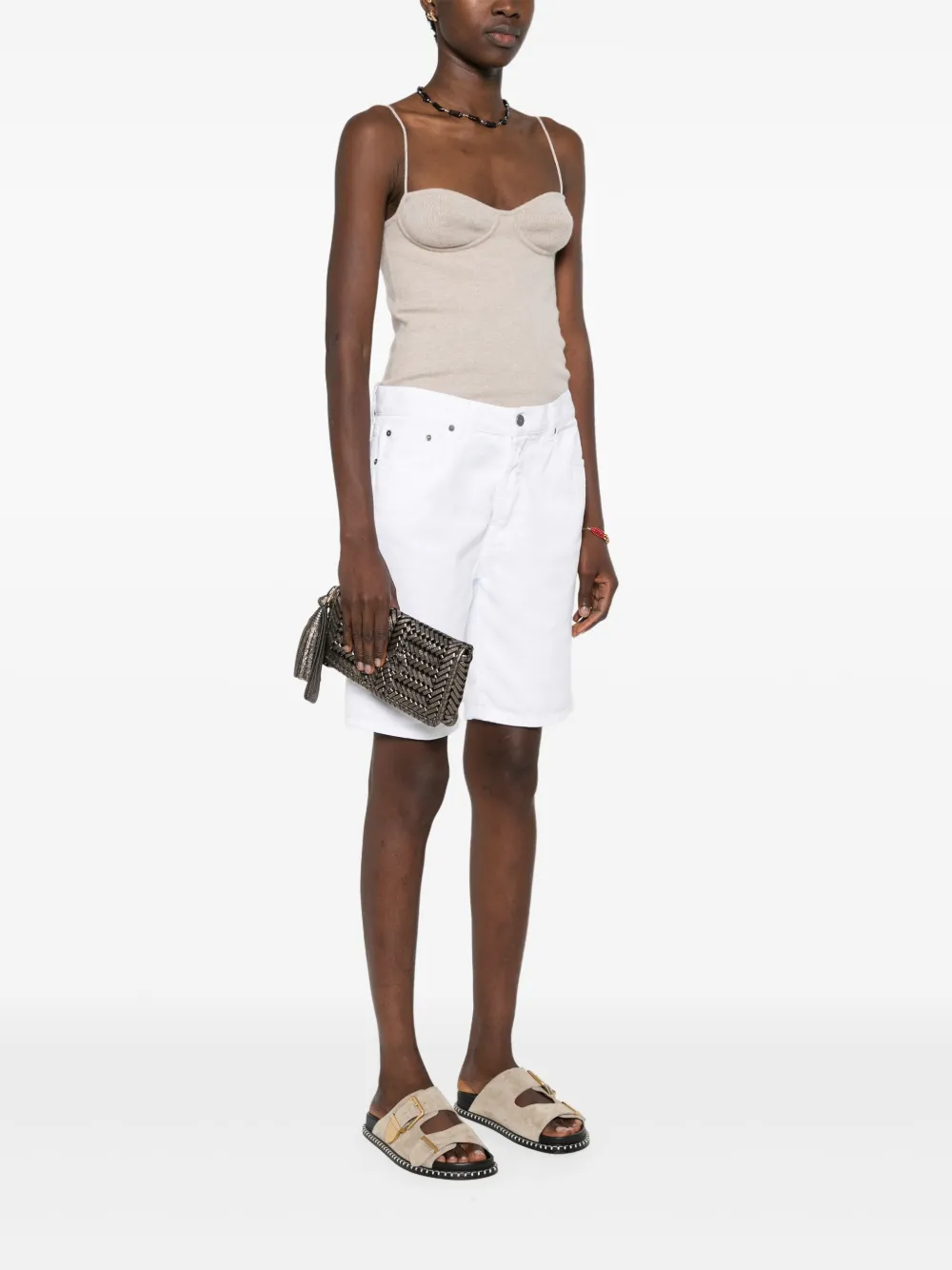 Anya Hindmarch Maud clutch met metallic-effect - Grijs