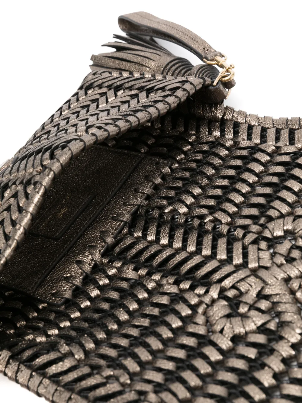 Anya Hindmarch Interwoven Metallic Leather Clutch Bag In Grey