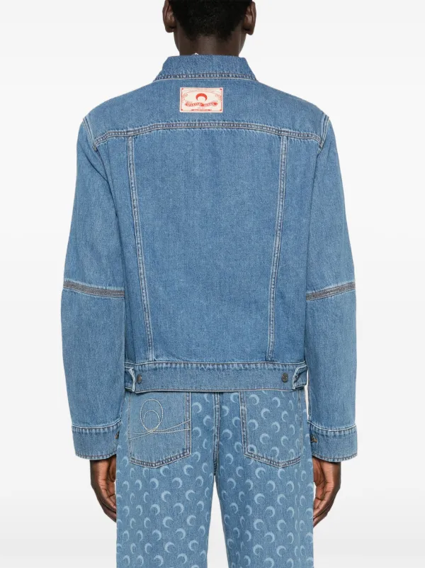 Marine Serre Crescent moon-print Denim Jacket | Blue
