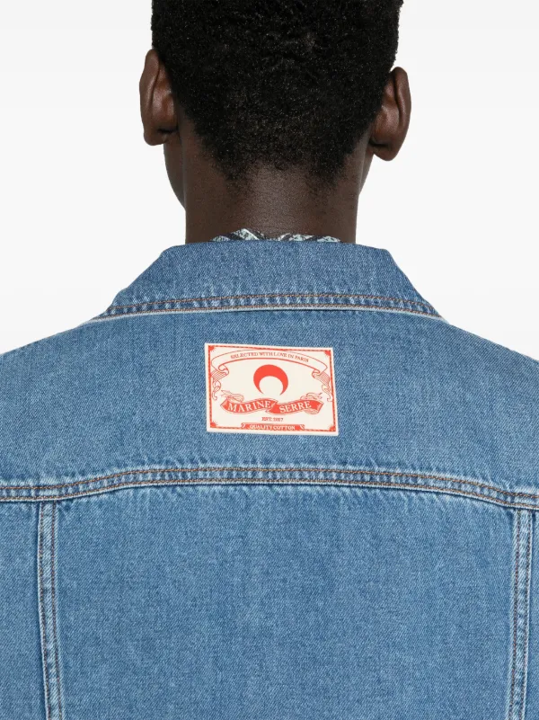 Marine Serre Crescent moon-print Denim Jacket | Blue