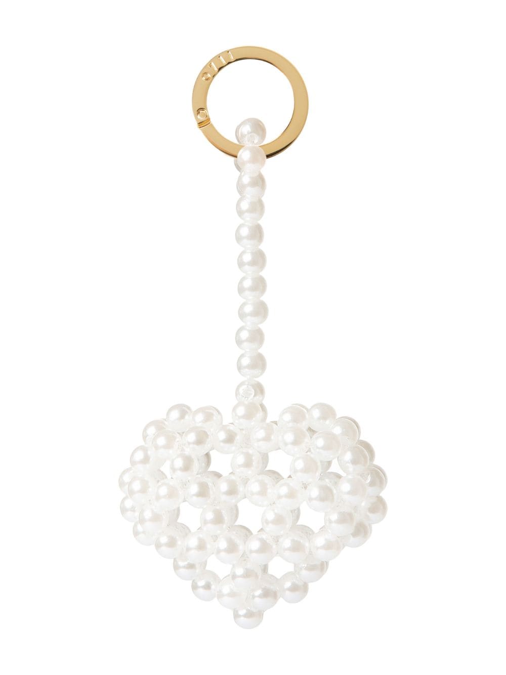 0711 Heart-shaped Faux-pearl Keychain In White