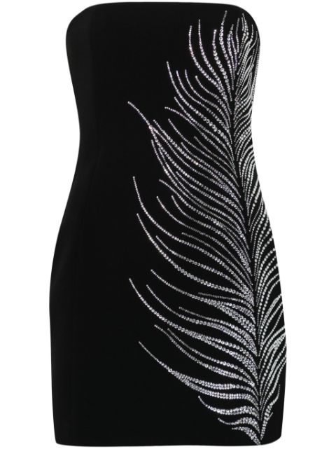 David Koma crystal-feather bustier mini dress