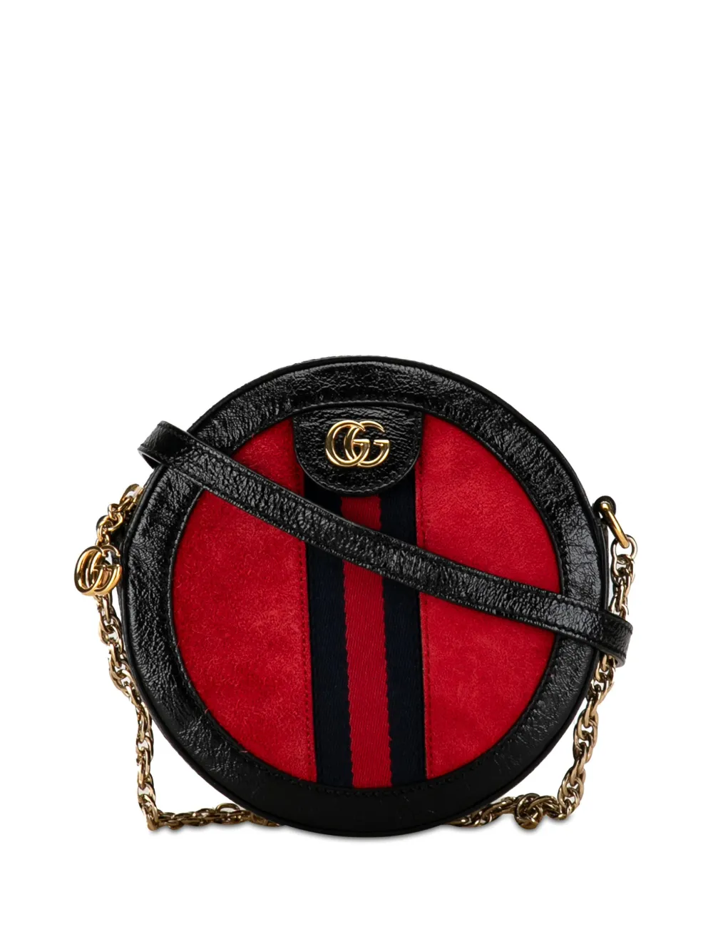 Pre-owned Gucci 2016-2023 Mini Ophidia Round Crossbody Bag In Red