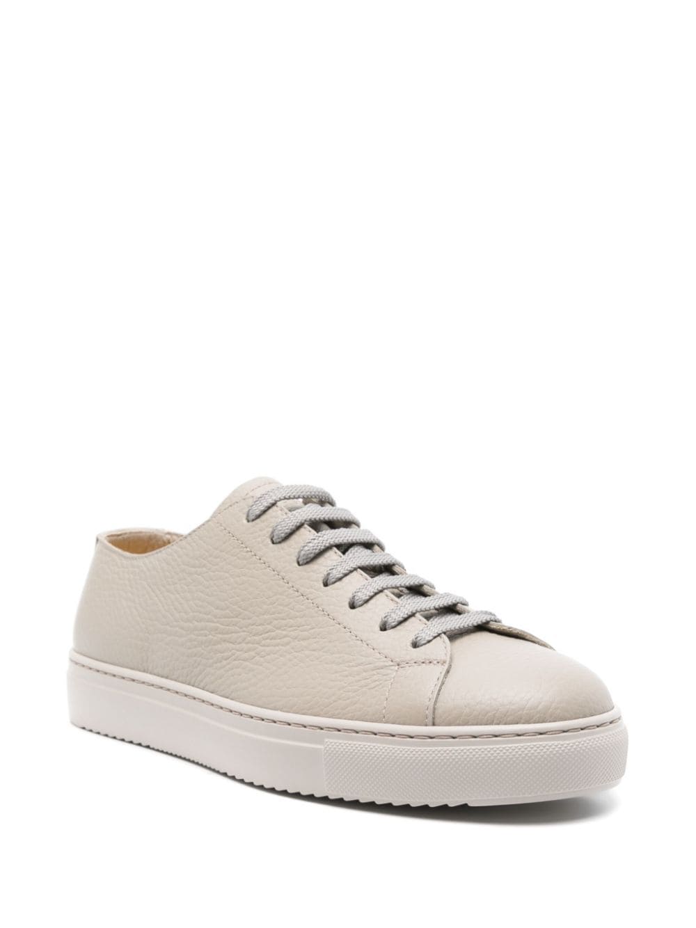 Shop Doucal's Lace-up Leather Sneakers In Grey