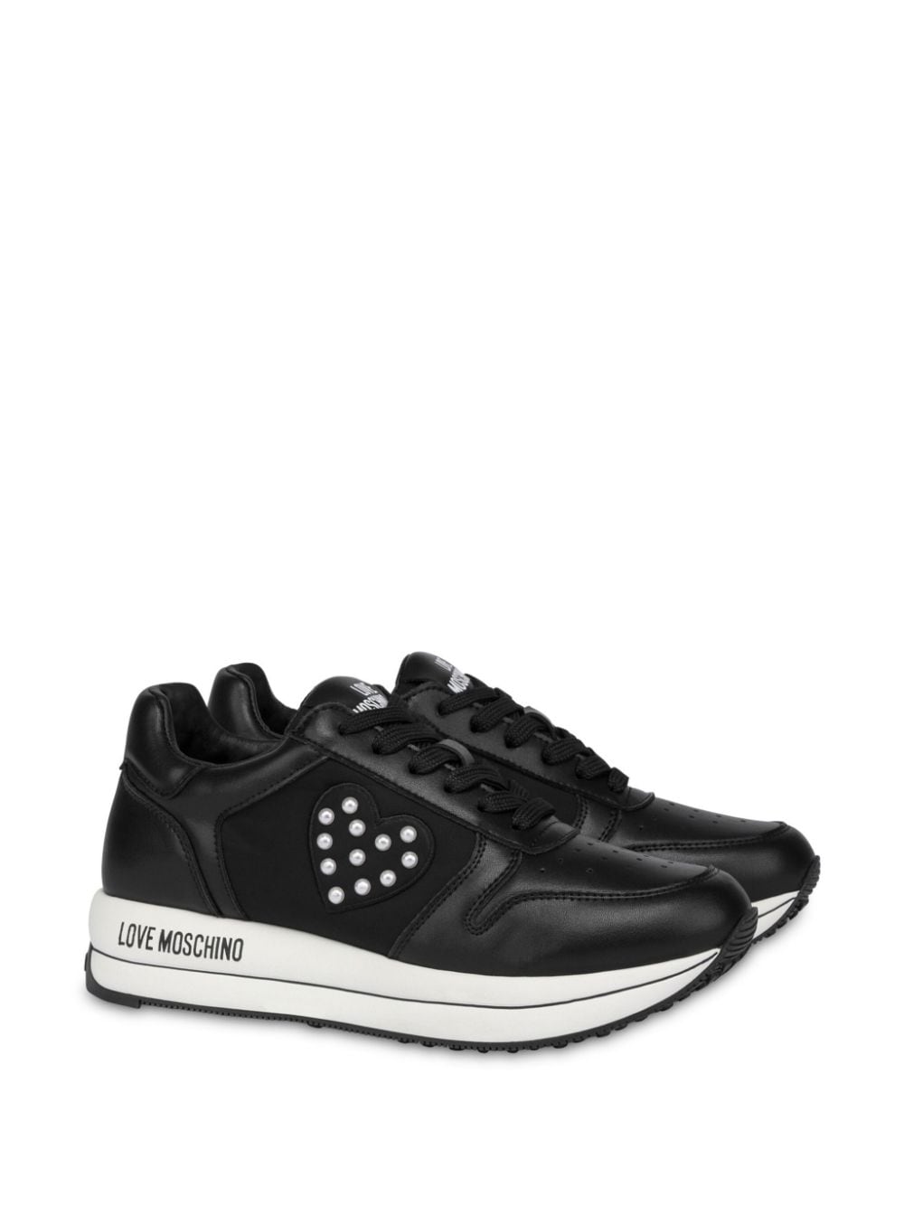 Shop Love Moschino Heart-motif Panelled Sneakers In Black