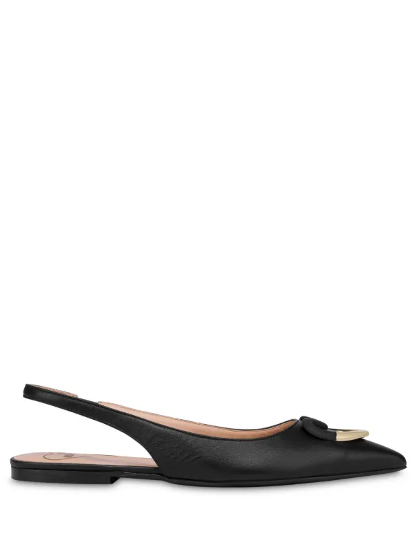 Love Moschino Slingback Leather Ballerina Shoes Black FARFETCH HK