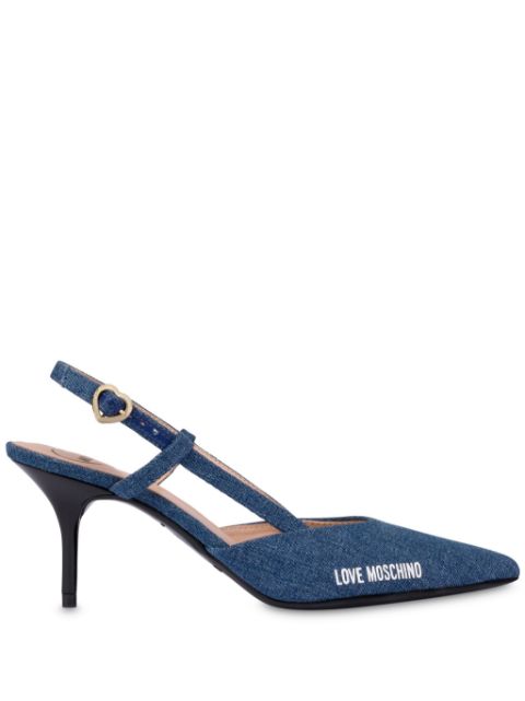 Affordable Love Moschino heart detailed denim pumps Women