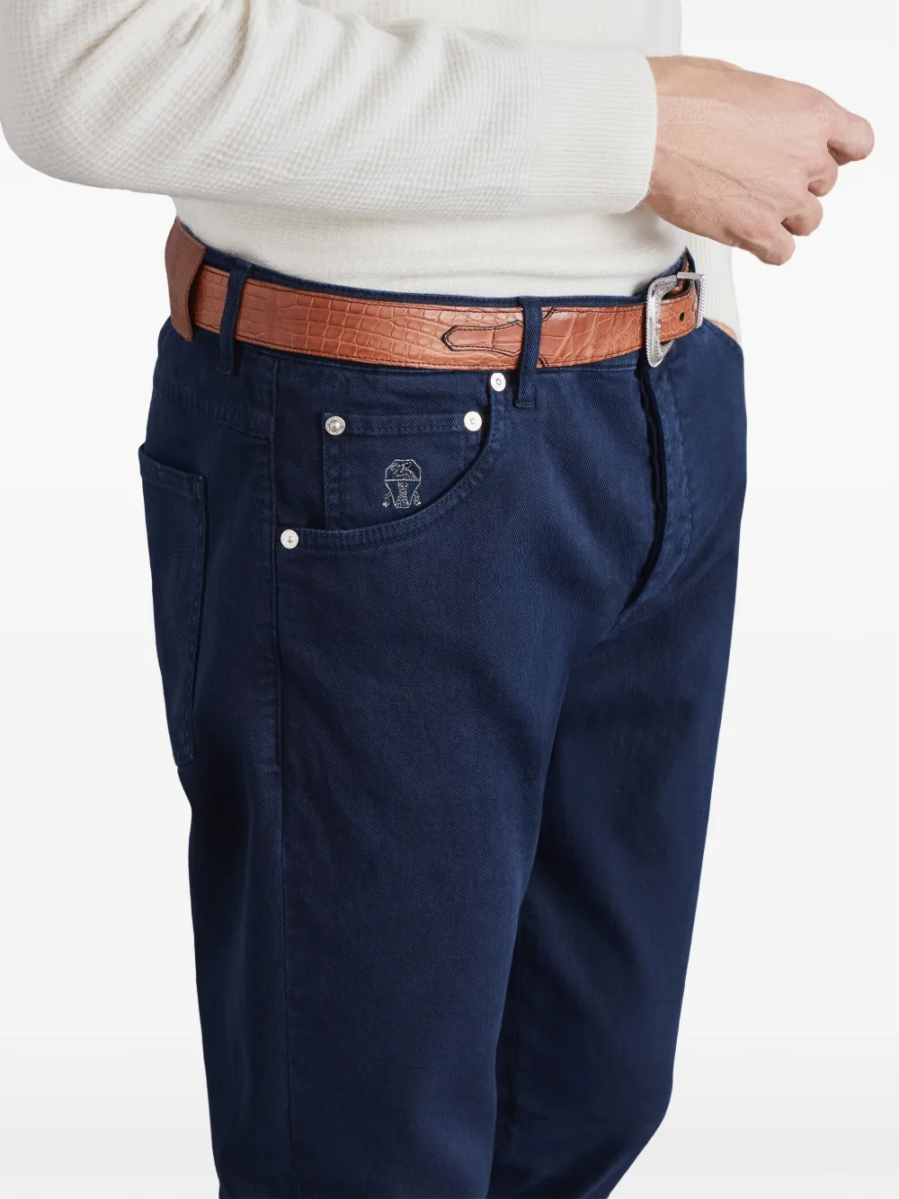 Brunello Cucinelli Jeans met geborduurd logo Blauw