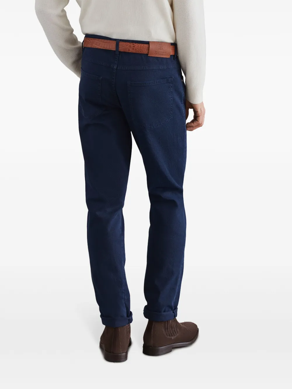 Brunello Cucinelli Jeans met geborduurd logo Blauw