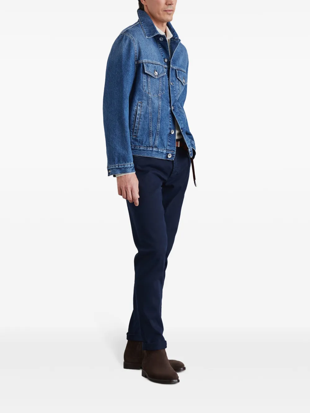 Brunello Cucinelli Jeans met geborduurd logo - Blauw
