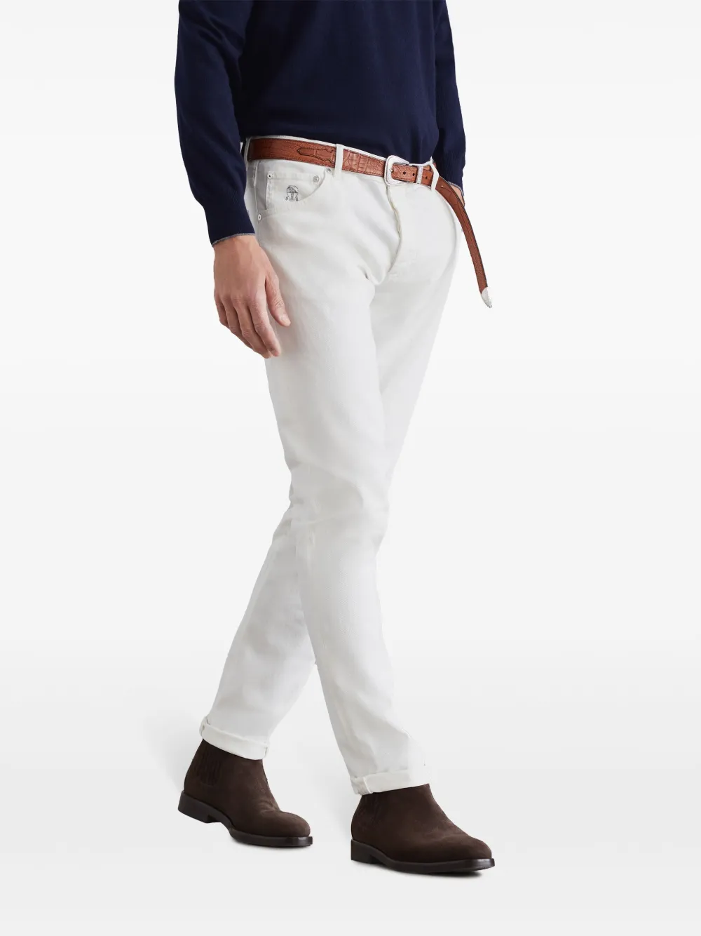 Brunello Cucinelli Regular-fit jeans met geborduurd logo Wit