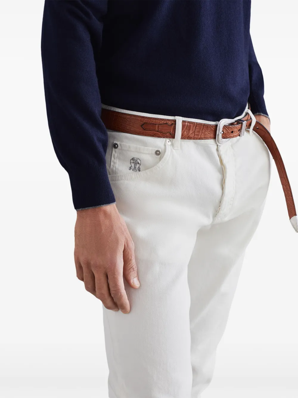 Brunello Cucinelli Regular-fit jeans met geborduurd logo Wit