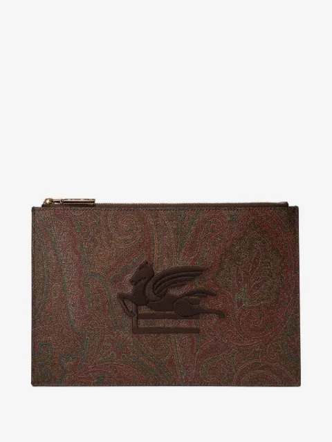 ETRO logo embroidered clutch bag