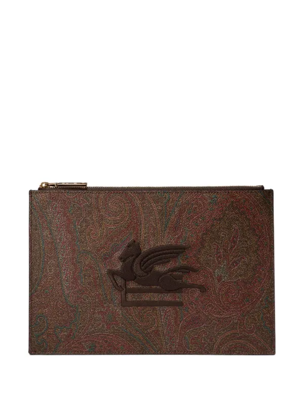 ETRO ロゴ クラッチバッグ | ブラウン | FARFETCH JP