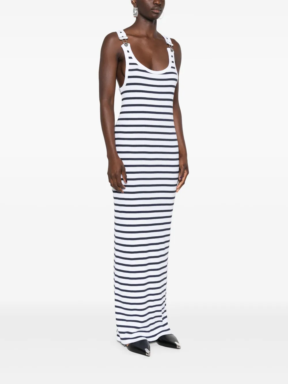 Jean Paul Gaultier Marinère gestreepte maxi-jurk Wit