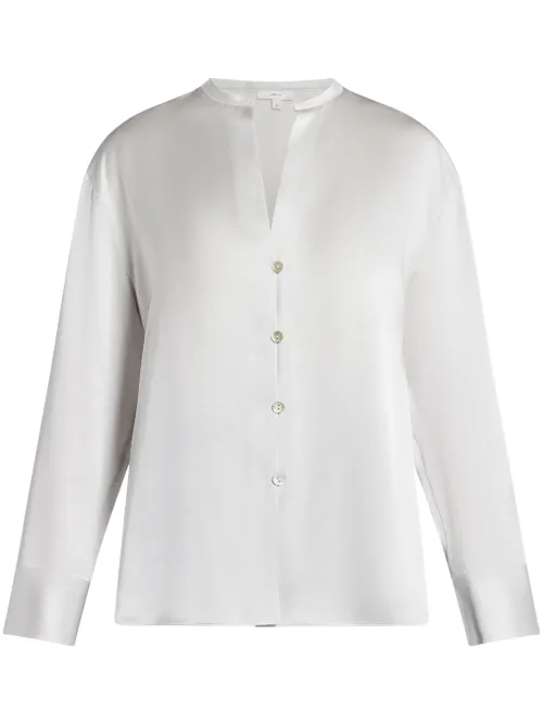 Blouse en soie à col officier - Vince - Modalova