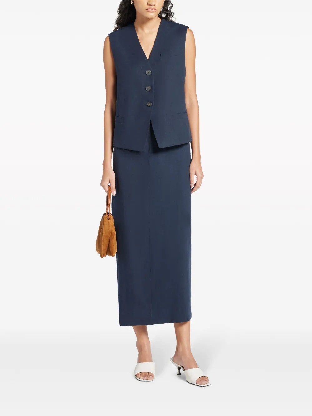 Vince Mid waist maxi-rok - Blauw