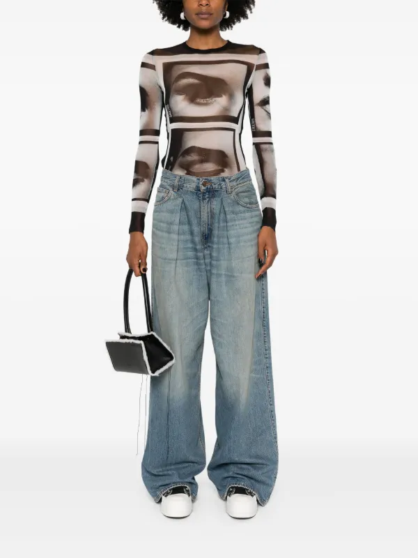 デニム・ジーパン HAIKURE FW25 \"CANDY WIDE-LEG\" JEANS (HEW03340GF139PT T0417) HAIKURE Wide-leg Candy jeans in light blue | TheDoubleF