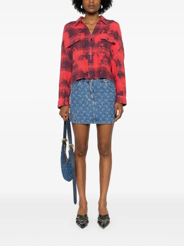 Marine Serre Deadstock Denim Miniskirt | Blue | FARFETCH