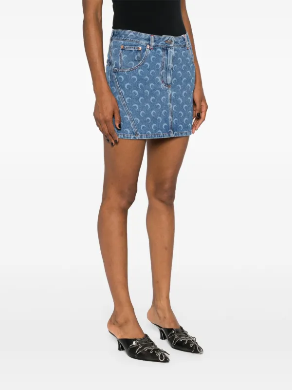 服/ファッション Marine Serre Moon Print Denim Mini Skirt M Marine Serre Moon-print Denim Mini Skirt | Blue | FARFETCH