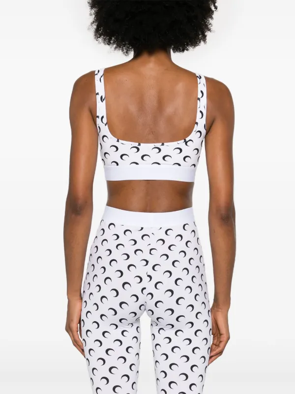 Marine Serre Crescent Moon-print Crop Top | White | FARFETCH