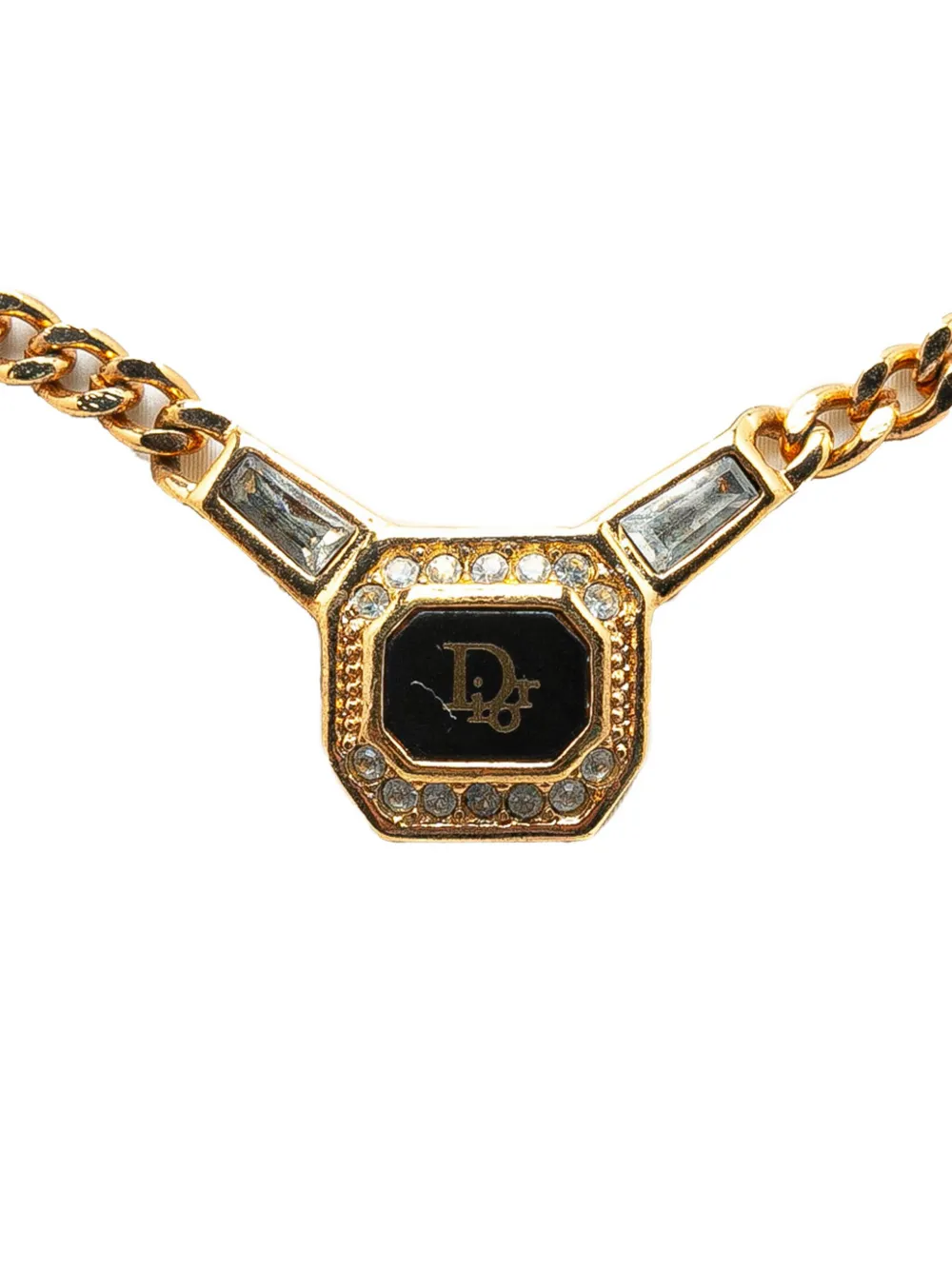 Christian Dior Pre-Owned 20th Century Logo Rhinestone Pendant Costume ...