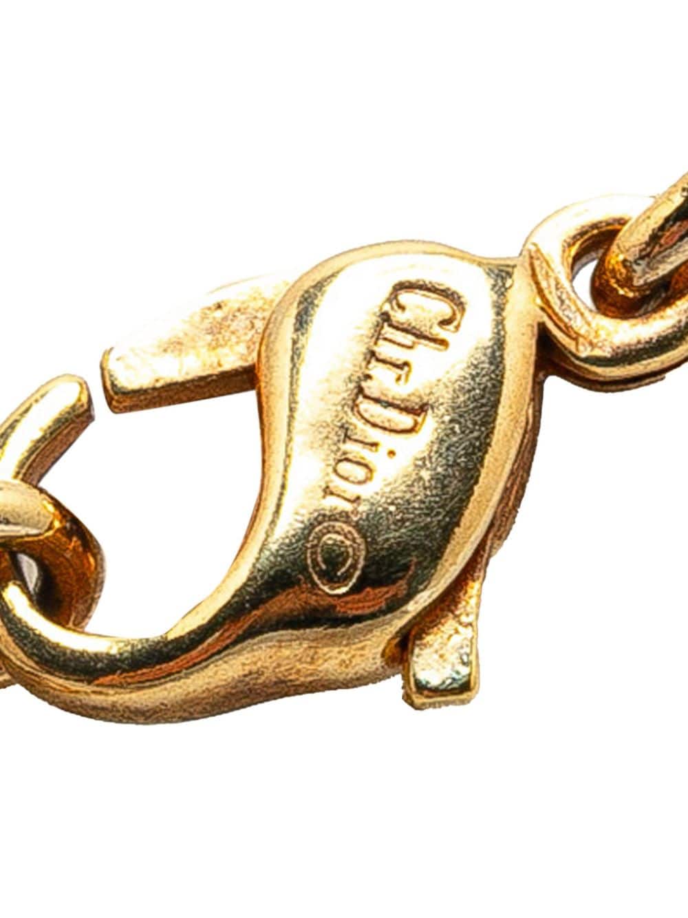 Christian Dior Pre-Owned 20th Century Logo Rhinestone Pendant costume necklace - Goud