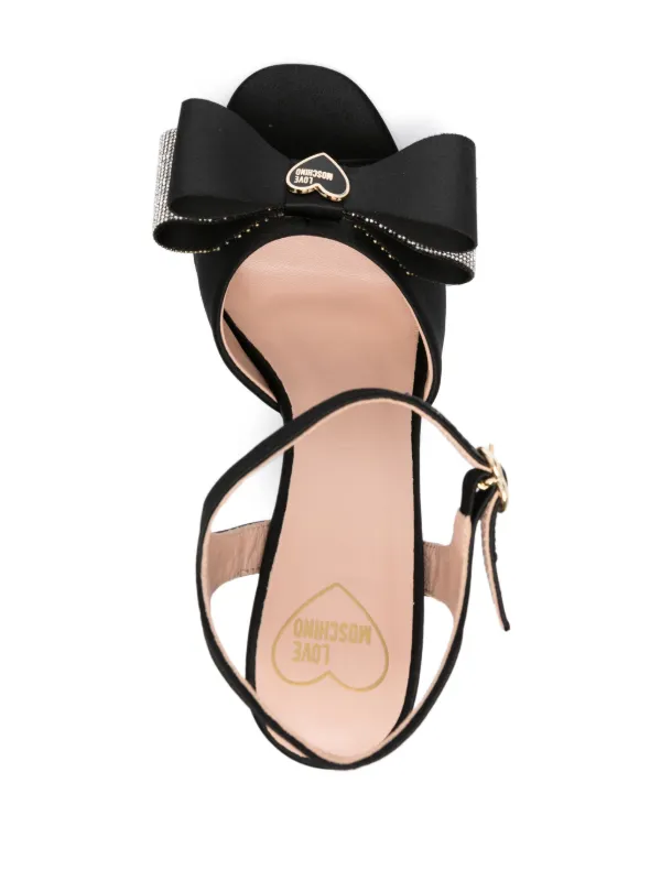 Love Moschino 105mm Rhinestone Sandals Black FARFETCH AO