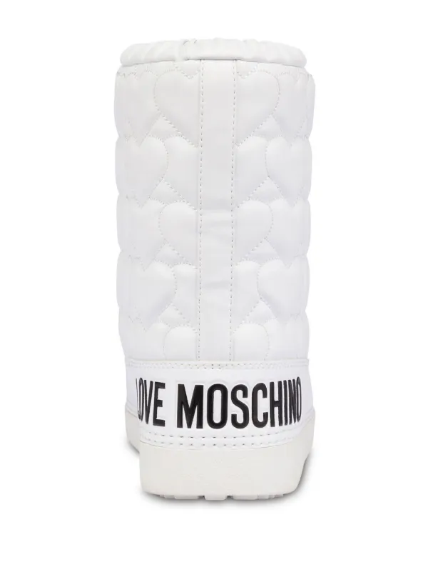 Love Moschino ◆ 調節可能 ハートロゴ スノーブーツ ホワイト Love Moschino ハートモチーフ キルティングブーツ | ホワイト