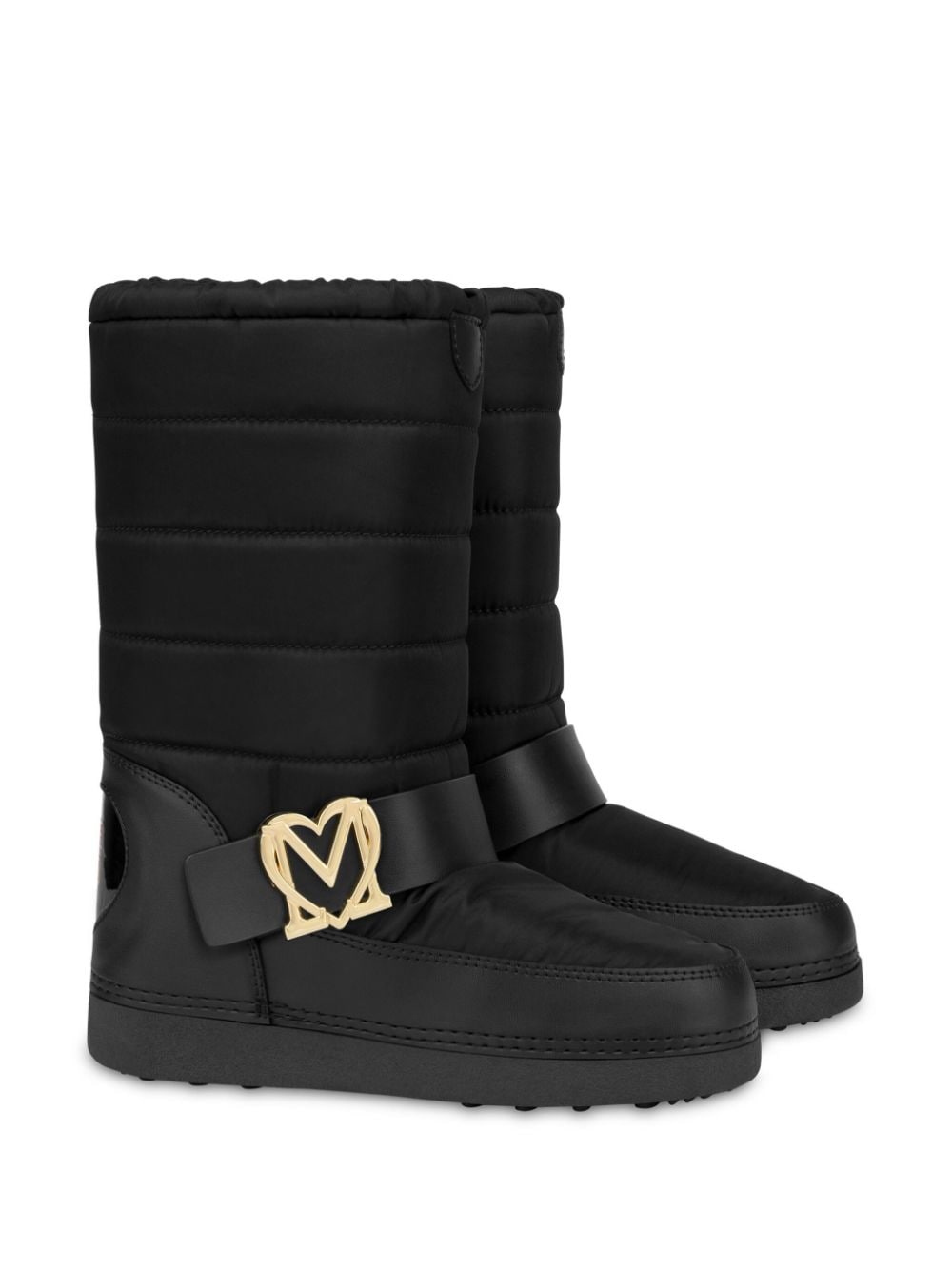 Love Moschino logo-plaque quilted boots Black