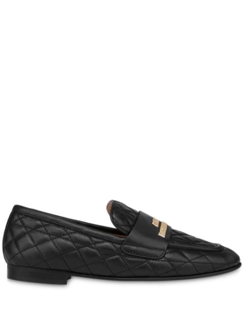 Love Moschino logo-lettering quilted leather loafers