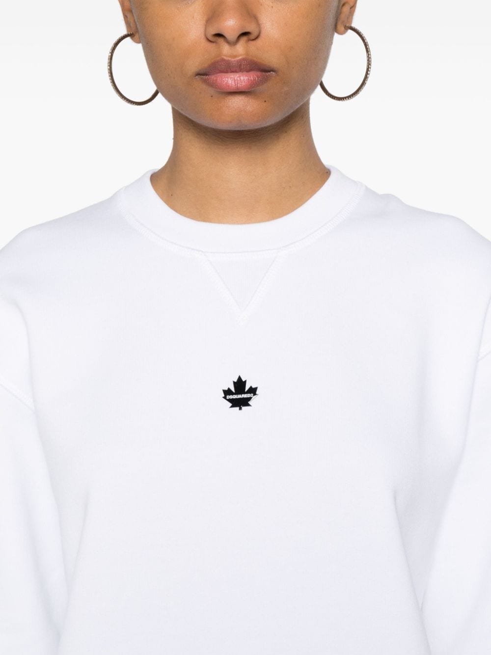 Shop Dsquared2 Appliqué-logo Cotton Sweatshirt In White