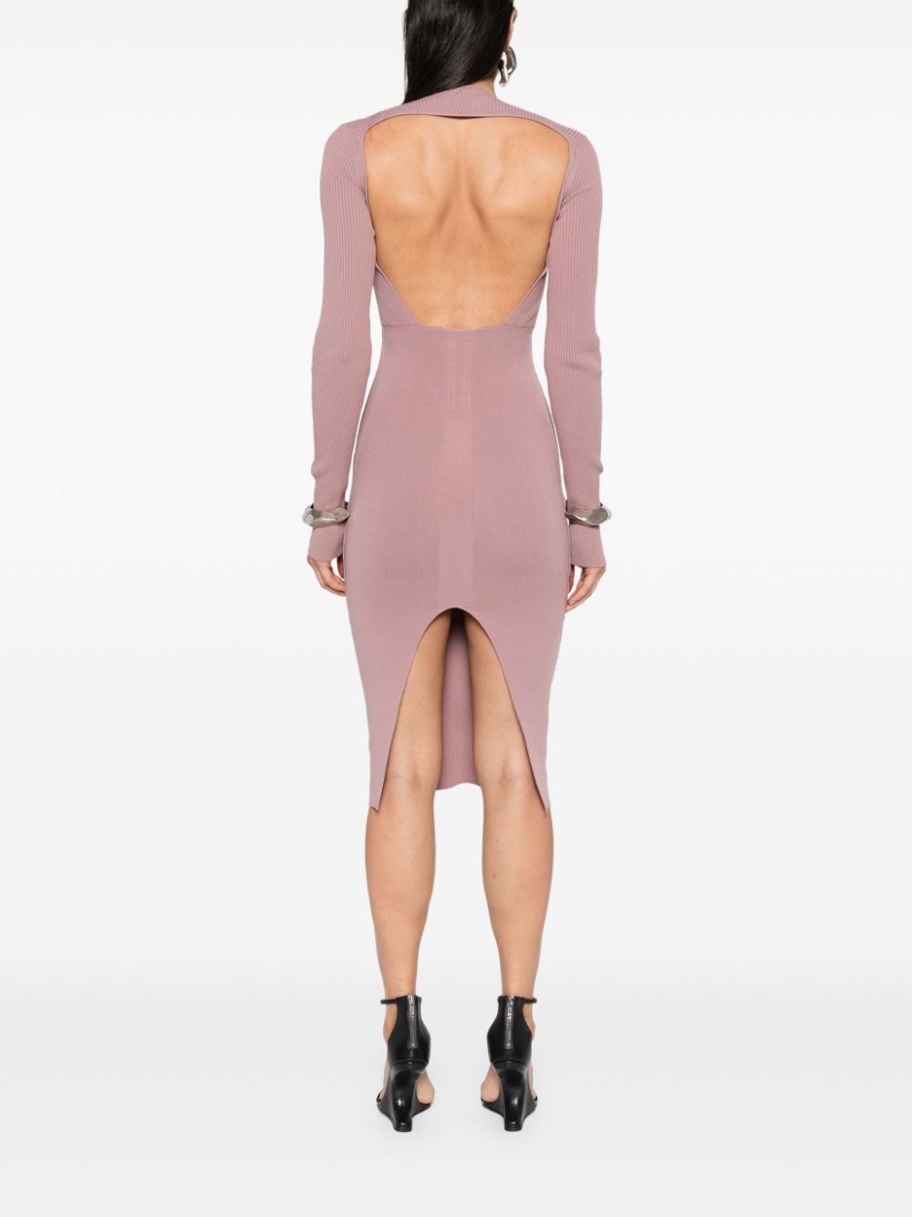 Shop Rick Owens Column Panelled Midi Dress In Pink