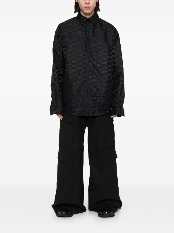 Balenciaga BB-embroidered Shirt Jacket | Black | FARFETCH AO