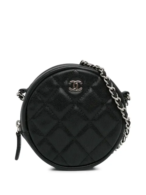 CHANEL Pre-Owned 2018-2019 CC Quilted Caviar Round Clutch With Chain crossbody bag